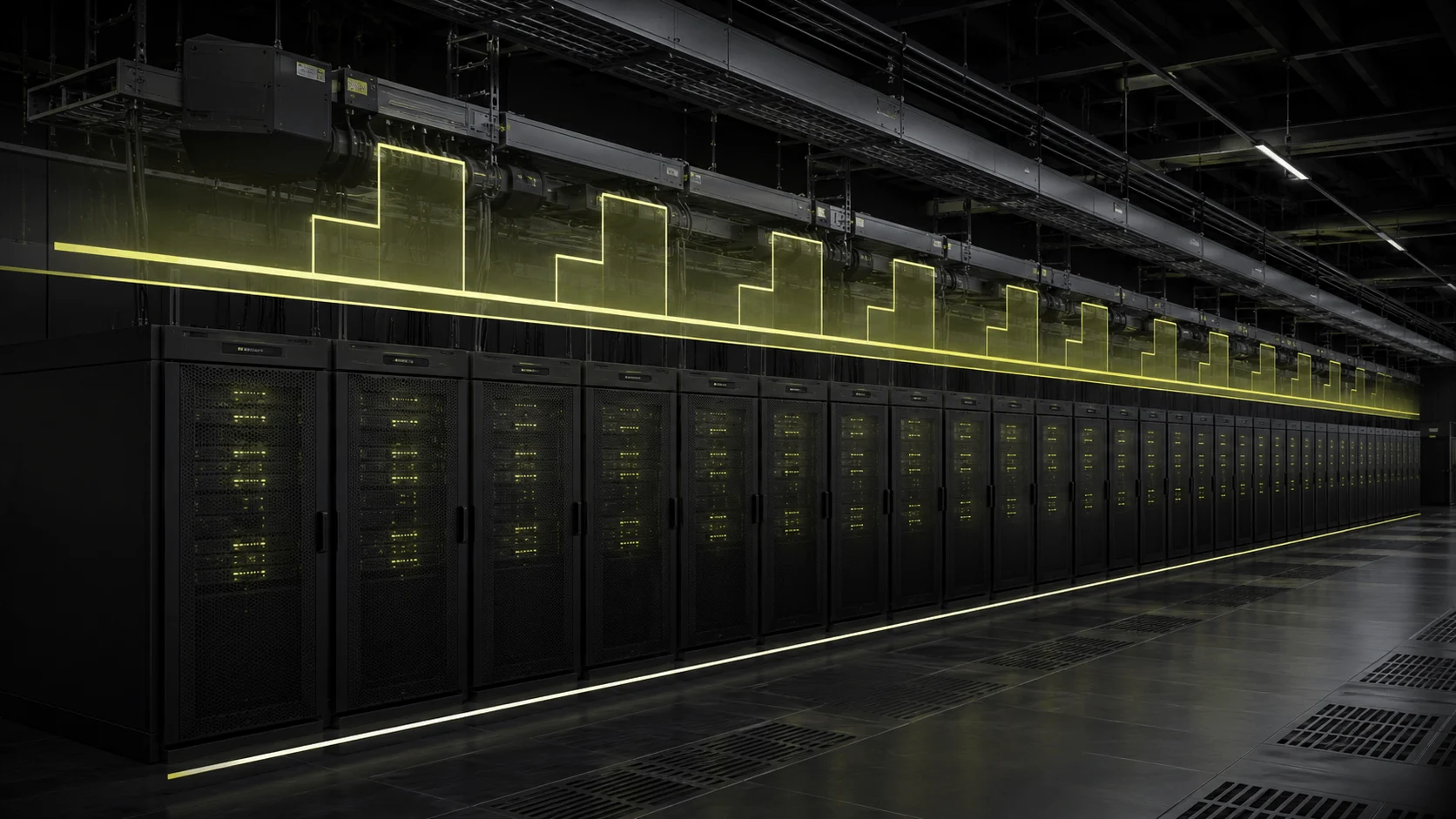Average GPU consumption compared with design capacity for AI data center planning