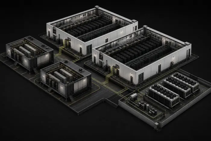 Modular data center campus with interconnected facilities