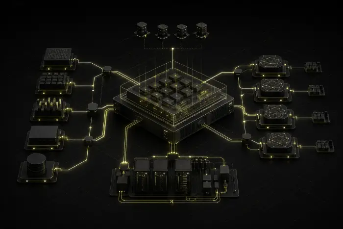 Connected software and AI agent orchestration system